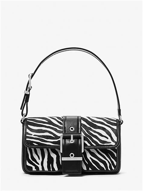 michael kors zebra tote|Colby Medium Zebra Print Calf Hair Shoulder Bag .